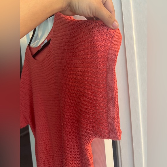 Short Sleeve Sweater Top, Coral, XL - Picture 3 of 5